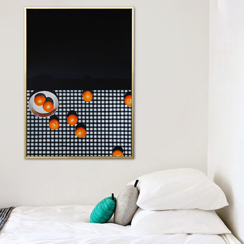 Brehn | Frucht Orangen Kunstdruck Nordic Stil Leinwand Wanddekoration in Dunkelfarbe für Wohnzimmer
