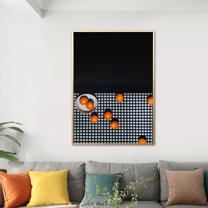 Brehn | Frucht Orangen Kunstdruck Nordic Stil Leinwand Wanddekoration in Dunkelfarbe für Wohnzimmer