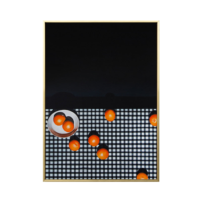Brehn | Frucht Orangen Kunstdruck Nordic Stil Leinwand Wanddekoration in Dunkelfarbe für Wohnzimmer