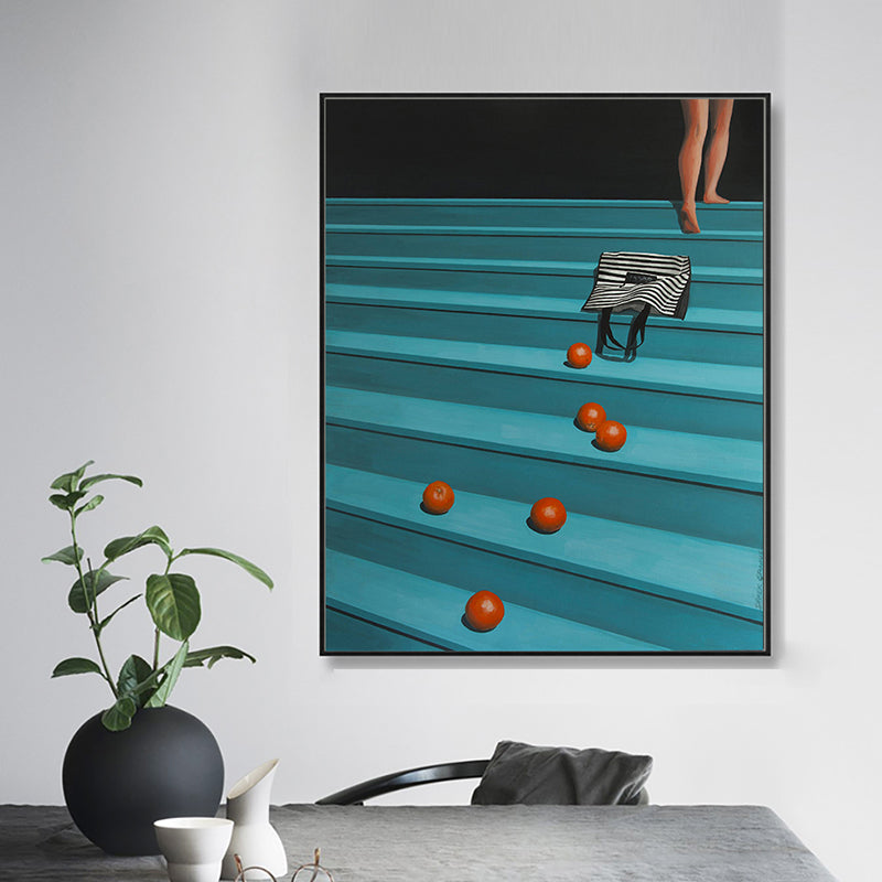 Brehn | Frucht Orangen Kunstdruck Nordic Stil Leinwand Wanddekoration in Dunkelfarbe für Wohnzimmer