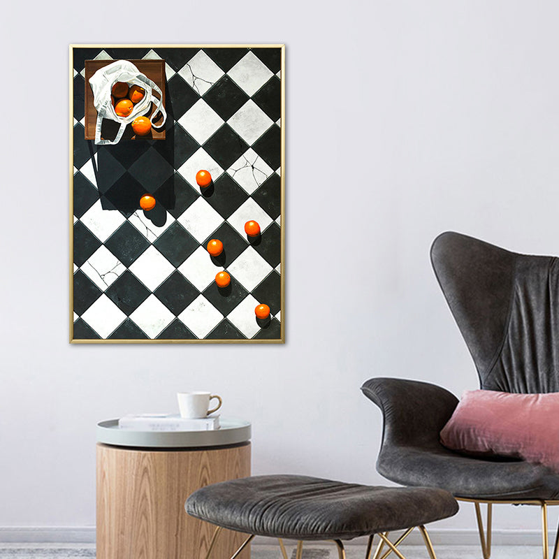 Brehn | Frucht Orangen Kunstdruck Nordic Stil Leinwand Wanddekoration in Dunkelfarbe für Wohnzimmer