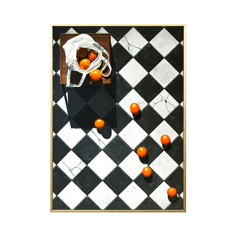Brehn | Frucht Orangen Kunstdruck Nordic Stil Leinwand Wanddekoration in Dunkelfarbe für Wohnzimmer