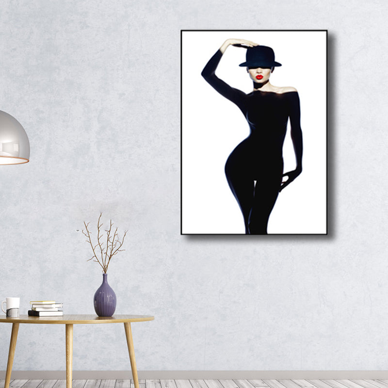 Brehn | Glam Fashion Frau Leinwanddruck Schwarz und Weiß Texturiert Wandkunst Dekor für Raum