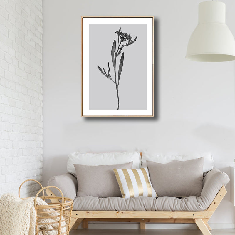 Brehn | Graue botanische Leinwanddruck Vintage-Stil strukturiertes Wandkunstdecor für das Wohnzimmer