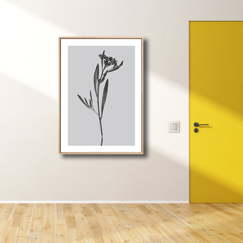 Brehn | Graue botanische Leinwanddruck Vintage-Stil strukturiertes Wandkunstdecor für das Wohnzimmer