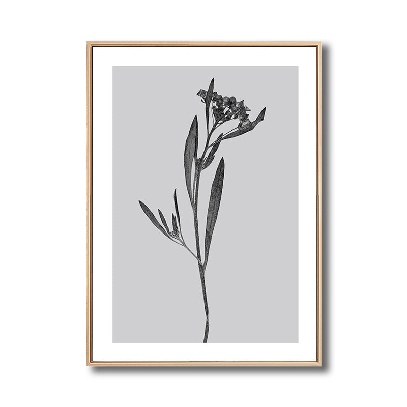 Brehn | Graue botanische Leinwanddruck Vintage-Stil strukturiertes Wandkunstdecor für das Wohnzimmer