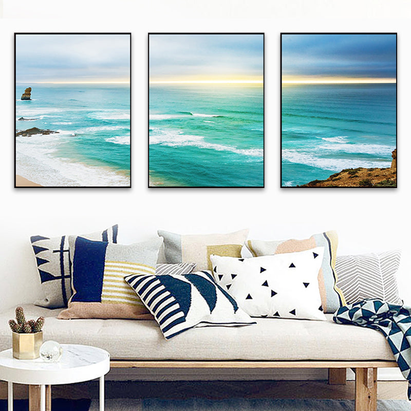 Brehn | Blaue Meer Strand Landschaft Leinwand Mehrteilig Tropische Haus Innen Wand Kunst Druck
