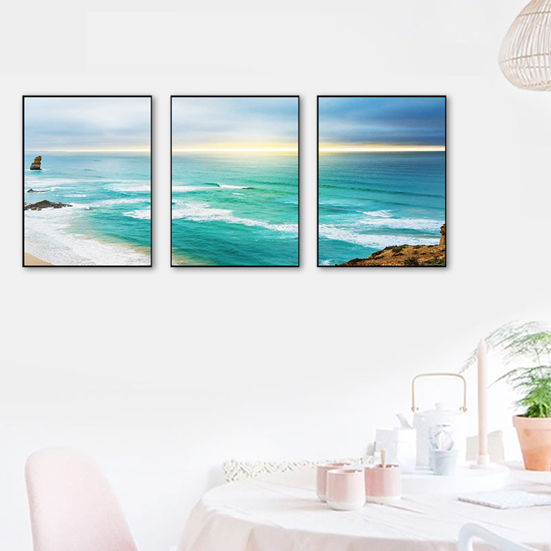 Brehn | Blaue Meer Strand Landschaft Leinwand Mehrteilig Tropische Haus Innen Wand Kunst Druck