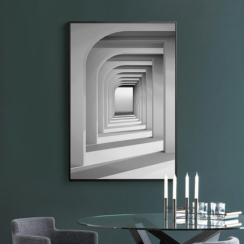 Brehn | Lange Korridor Wandkunst Dekor Vintage Leinwand Texturiertes Gemälde in Grau, Mehrere Größen