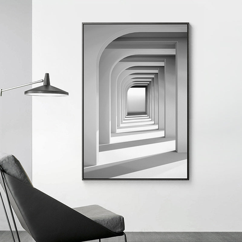 Brehn | Lange Korridor Wandkunst Dekor Vintage Leinwand Texturiertes Gemälde in Grau, Mehrere Größen
