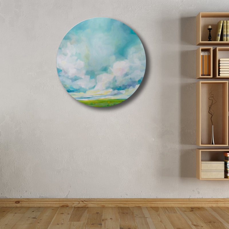 Brehn | Pastellfarbige Wolkenlandschaft gemalte Texturierte moderne Kunst Esszimmer Leinwanddruck