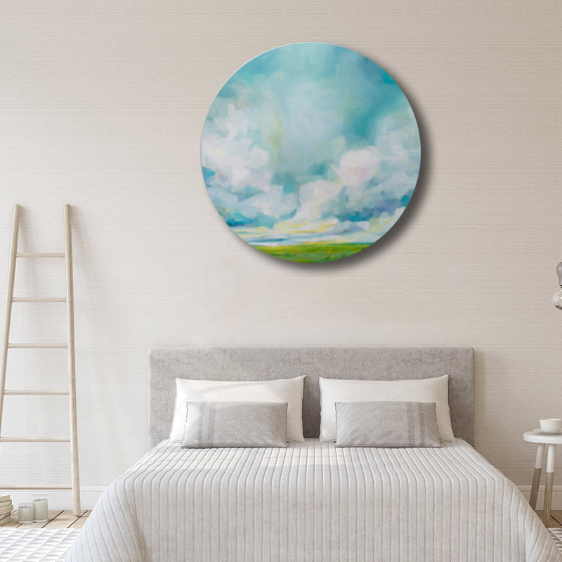 Brehn | Pastellfarbige Wolkenlandschaft gemalte Texturierte moderne Kunst Esszimmer Leinwanddruck