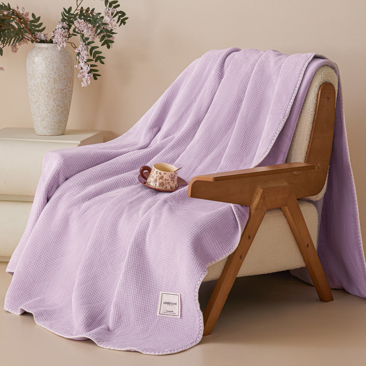 Waffel-Wohndecke aus Milchfaser-Fleece