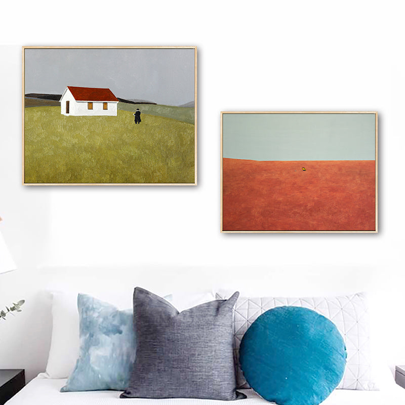 Brehn | Pastellfarbige Landschaftswandkunst Texturiertes Nordic Wohnzimmer Leinwanddruck, Mehrere Größen