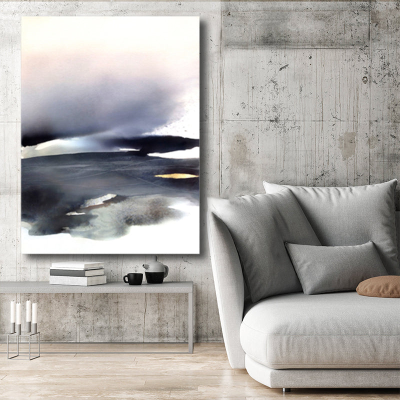 Brehn | Weiche Farbige Abstrakte Leinwanddruck Aquarell Zeitgenössische Kunst Texturiertes Gemälde für Schlafzimmer
