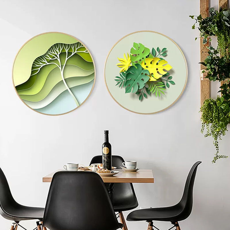 Brehn | Bladeren Wanddecoratie Moderne Doek Gevarieerd Schilderij in Licht Kleur, Meerdere Maten