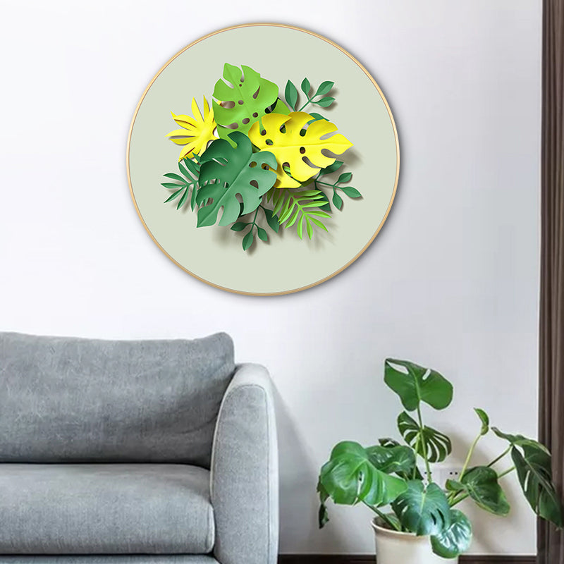 Brehn | Bladeren Wanddecoratie Moderne Doek Gevarieerd Schilderij in Licht Kleur, Meerdere Maten