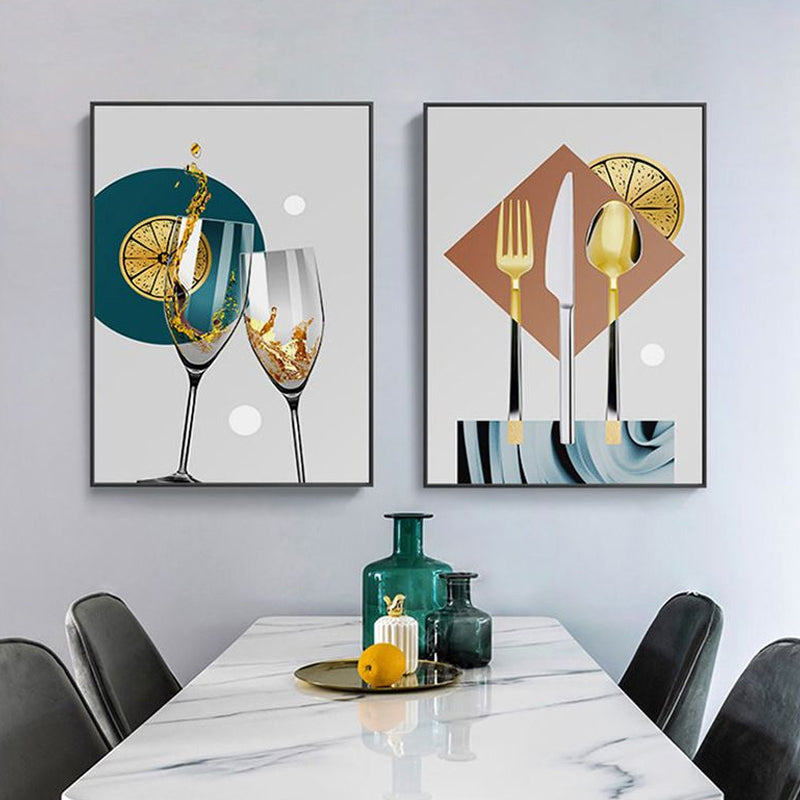 Brehn | Pastel Kleur Moderne Servies Schilderij voor Jongens Slaapkamer, Meerdere Maten Beschikbaar