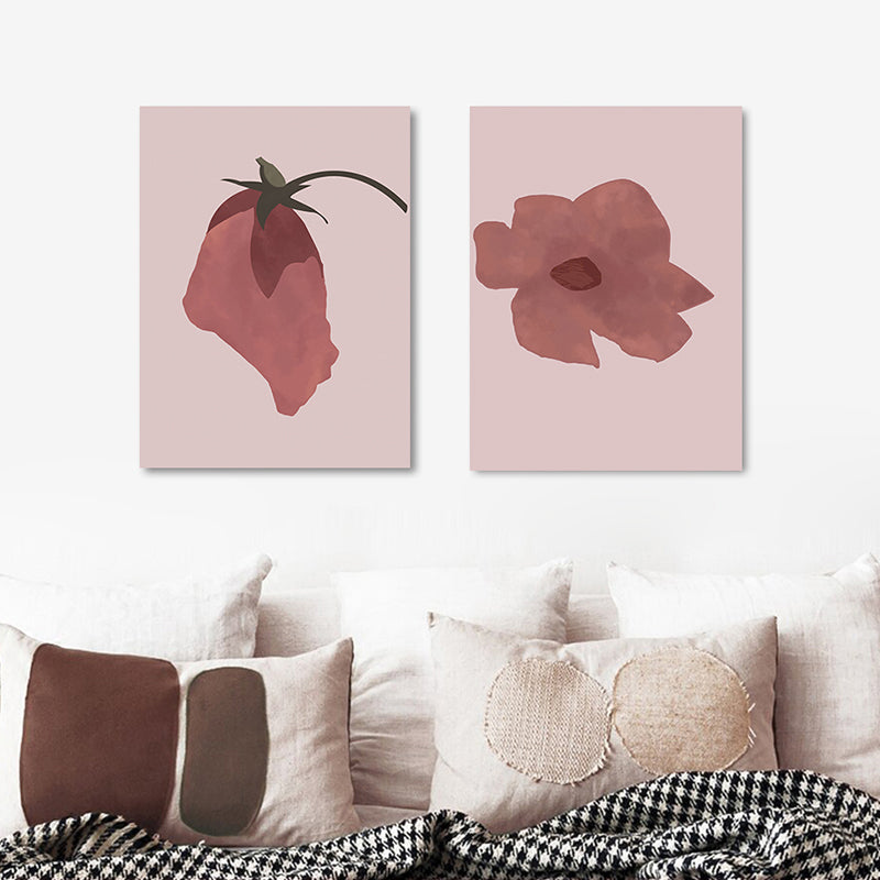 Brehn | Pink Flower Leinwand Wandkunst Texturiert Nordisch Wohnzimmer Wanddeko, Mehrere Größen