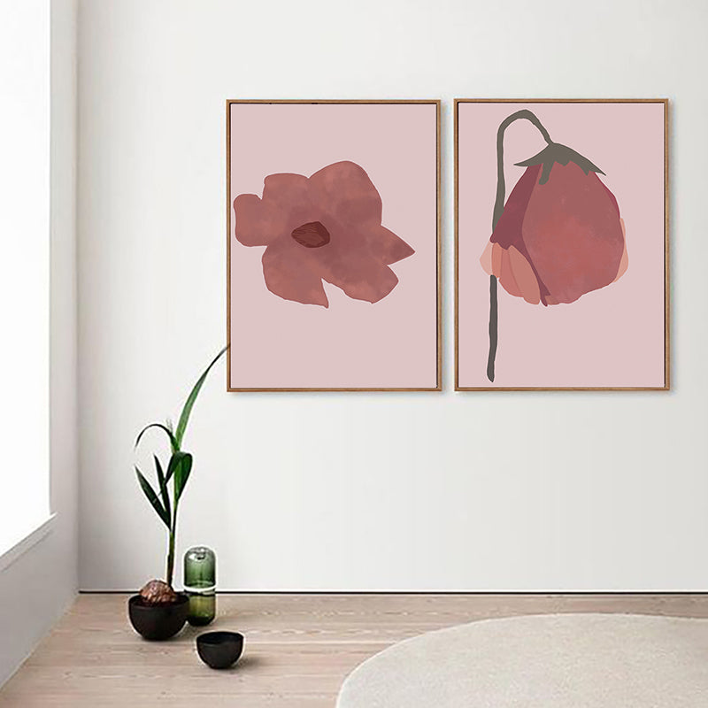 Brehn | Pink Flower Leinwand Wandkunst Texturiert Nordisch Wohnzimmer Wanddeko, Mehrere Größen