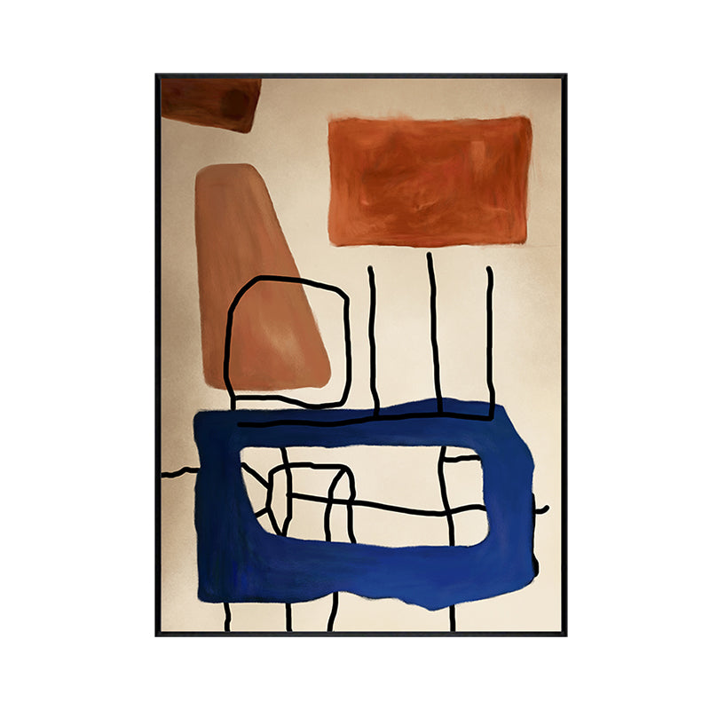 Brehn | Kindertische Kunst Zeichentuch Blau und Braun Abstrakte Wanddekoration für Kinderzimmer