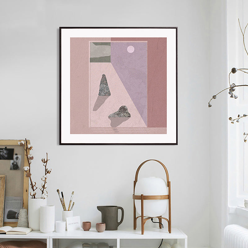 Brehn | Bergsee Landschaft Leinwand Nordic Stil Texturiertes Wandkunst Dekor in Hellfarbe