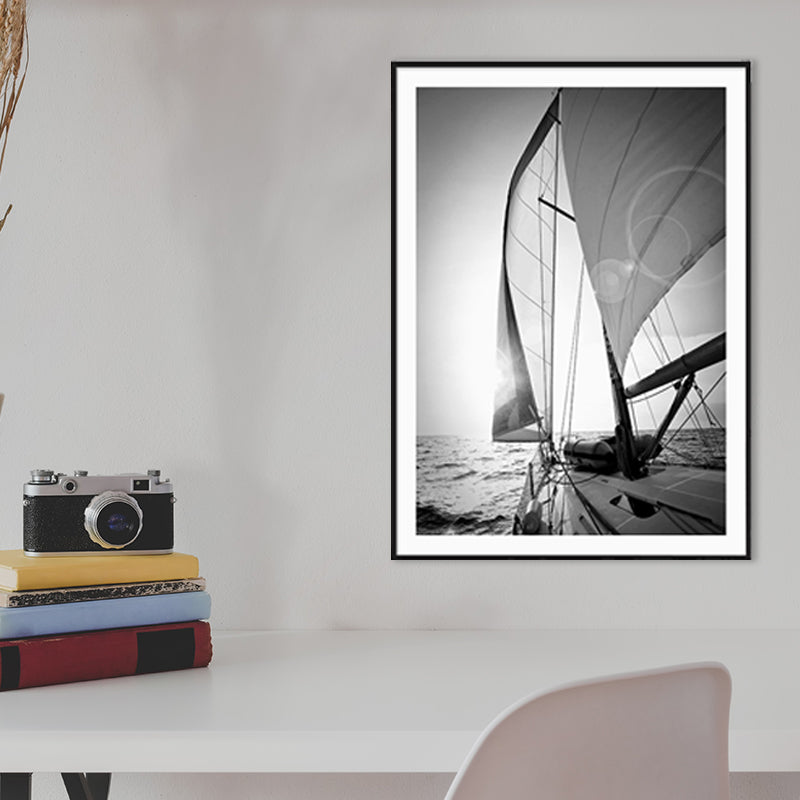 Brehn | Vintage-Stil Stillleben Boot Leinwanddruck Pastellfarbe Texturiertes Gemälde für das Spielzimmer