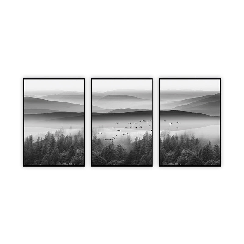 Brehn | Nebelige Naturlandschaft Wandkunst Drucken Dunkle Farbe Zeitgenössische Leinwand für das Wohnzimmer