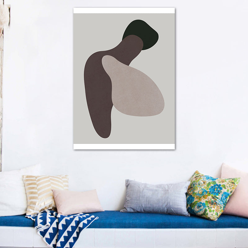 Brehn | Dunkle Farbige Nordische Wandkunst Illustration Abstrakter Leinwanddruck für Hausinterieur