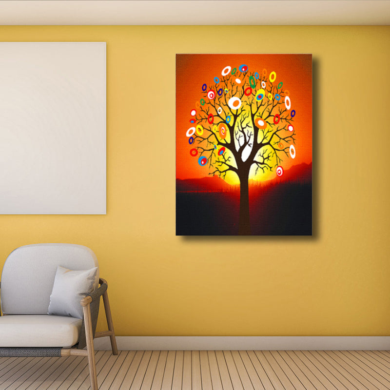 Brehn | Zeitgenössische Kunst Blumenbaum Leinwand Pastellfarbe Texturiertes Gemälde für das Wohnzimmer