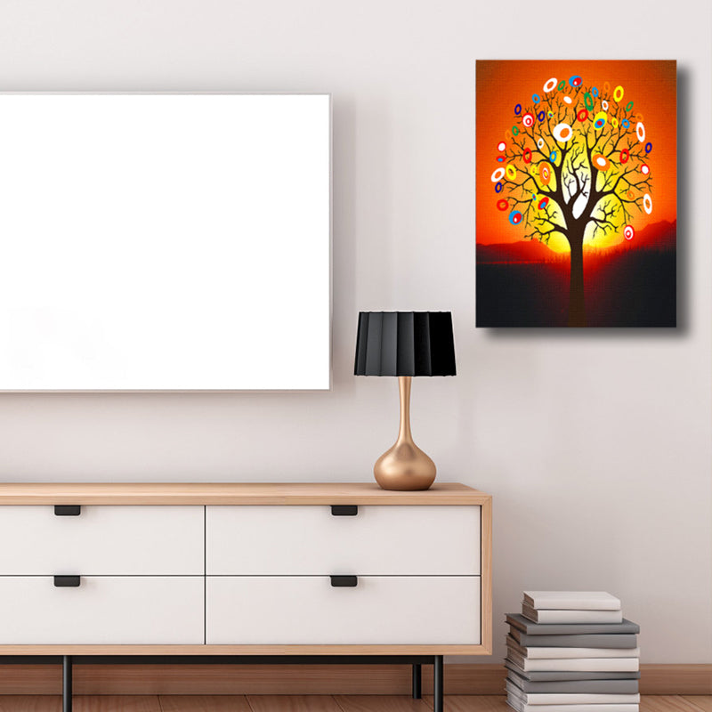Brehn | Zeitgenössische Kunst Blumenbaum Leinwand Pastellfarbe Texturiertes Gemälde für das Wohnzimmer