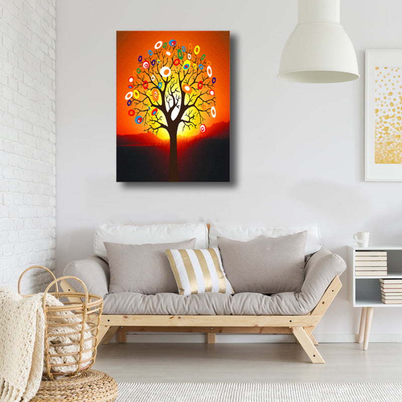 Brehn | Zeitgenössische Kunst Blumenbaum Leinwand Pastellfarbe Texturiertes Gemälde für das Wohnzimmer