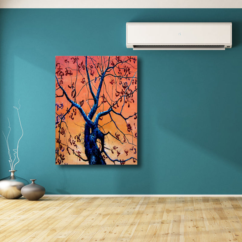 Brehn | Zeitgenössische Kunst Blumenbaum Leinwand Pastellfarbe Texturiertes Gemälde für das Wohnzimmer