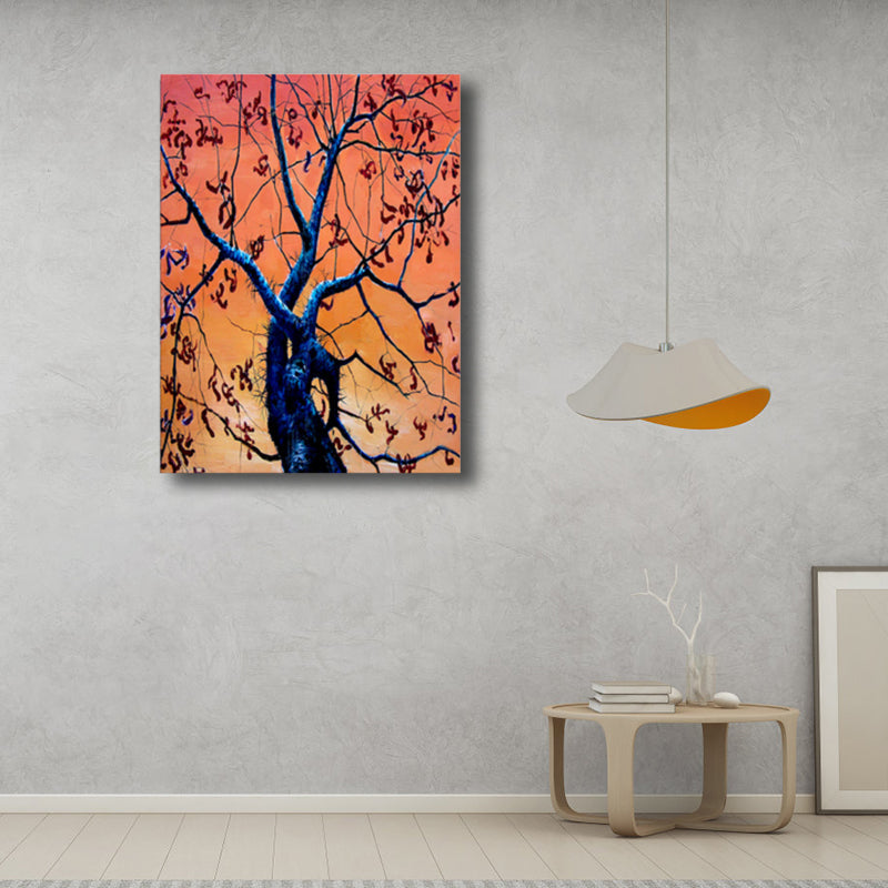 Brehn | Zeitgenössische Kunst Blumenbaum Leinwand Pastellfarbe Texturiertes Gemälde für das Wohnzimmer