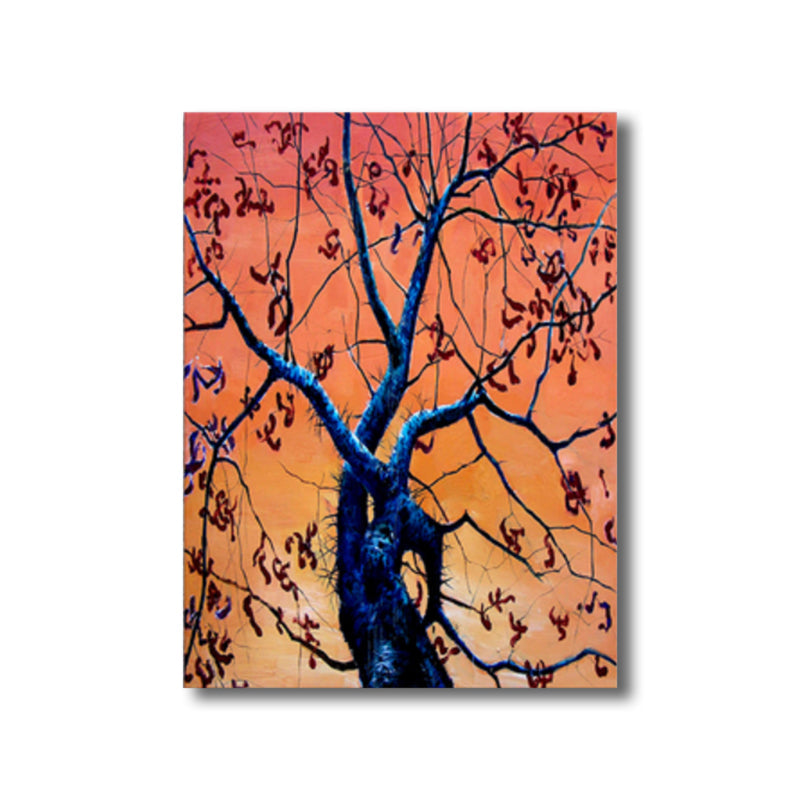 Brehn | Zeitgenössische Kunst Blumenbaum Leinwand Pastellfarbe Texturiertes Gemälde für das Wohnzimmer