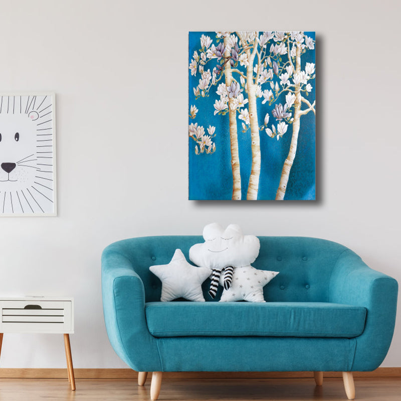 Brehn | Zeitgenössische Kunst Blumenbaum Leinwand Pastellfarbe Texturiertes Gemälde für das Wohnzimmer