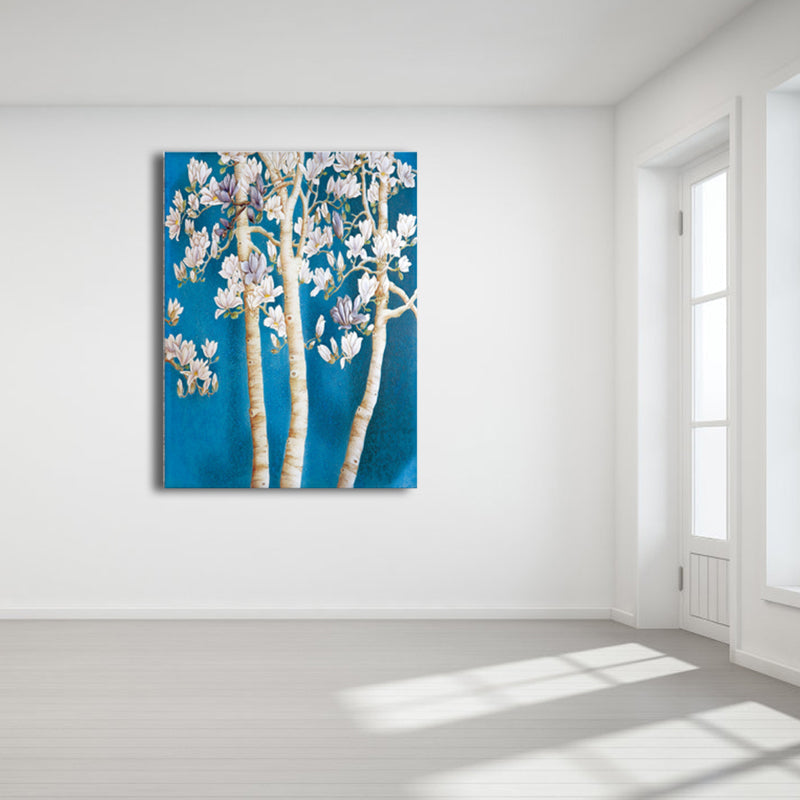 Brehn | Zeitgenössische Kunst Blumenbaum Leinwand Pastellfarbe Texturiertes Gemälde für das Wohnzimmer