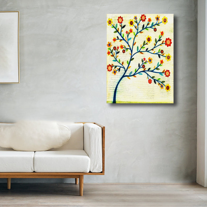 Brehn | Zeitgenössische Kunst Blumenbaum Leinwand Pastellfarbe Texturiertes Gemälde für das Wohnzimmer