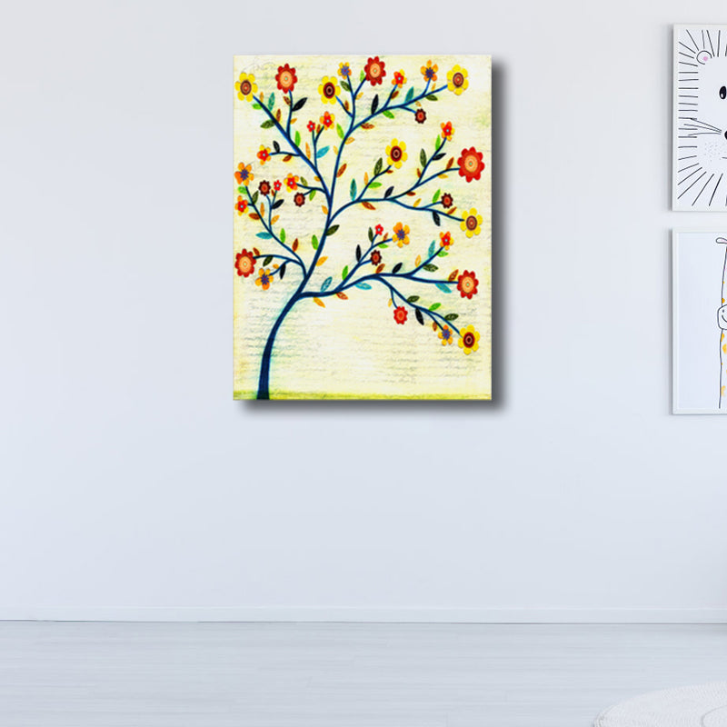 Brehn | Zeitgenössische Kunst Blumenbaum Leinwand Pastellfarbe Texturiertes Gemälde für das Wohnzimmer
