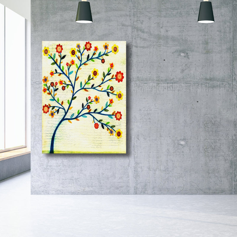 Brehn | Zeitgenössische Kunst Blumenbaum Leinwand Pastellfarbe Texturiertes Gemälde für das Wohnzimmer