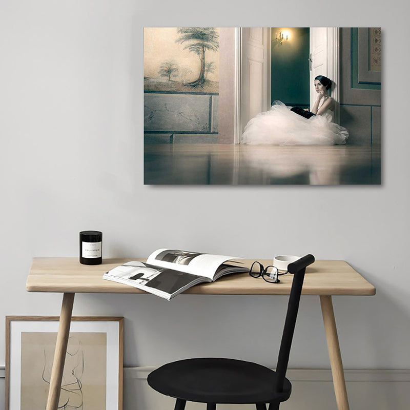 Brehn | Fotografische Ballerina Wandkunst Nordic Texturierten Wohnzimmer Leinwanddruck in Schwarz