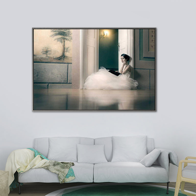 Brehn | Fotografische Ballerina Wandkunst Nordic Texturierten Wohnzimmer Leinwanddruck in Schwarz