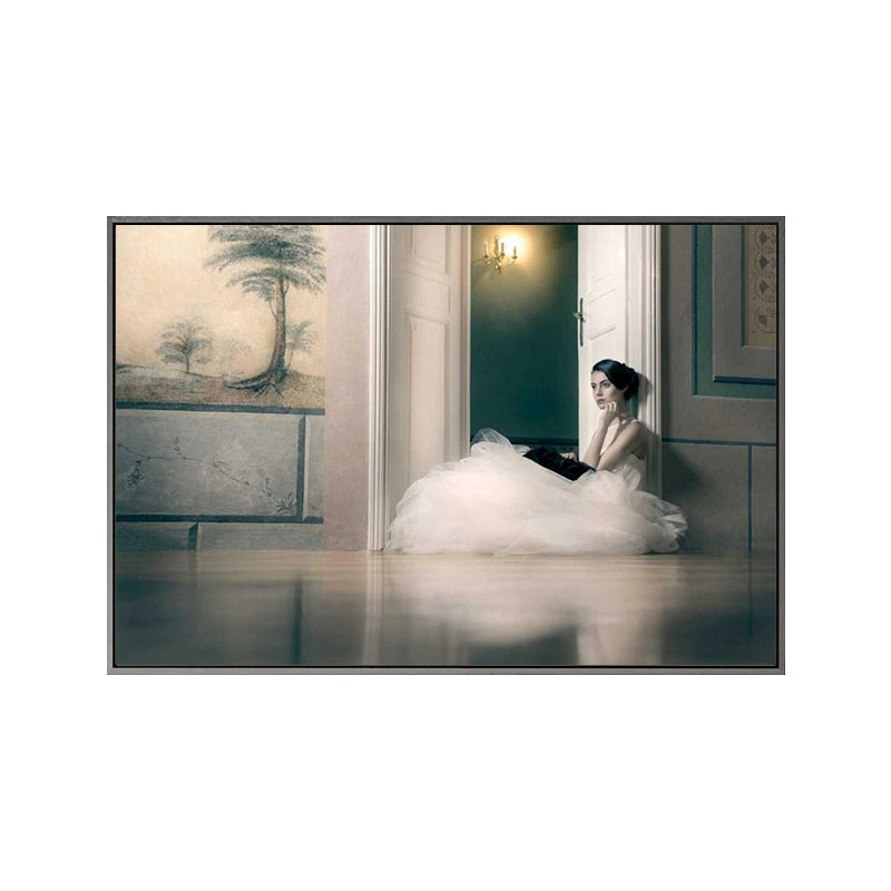 Brehn | Fotografische Ballerina Wandkunst Nordic Texturierten Wohnzimmer Leinwanddruck in Schwarz
