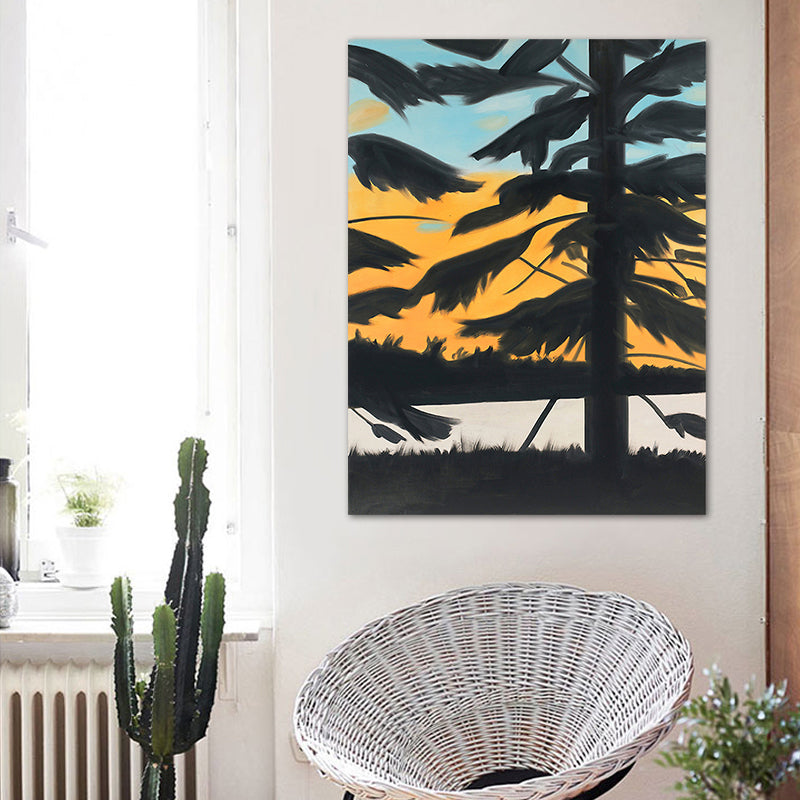 Brehn | Nordic Plant Wall Art Decor Gelbe Illustration Baum Schatten Leinwanddruck für Zuhause