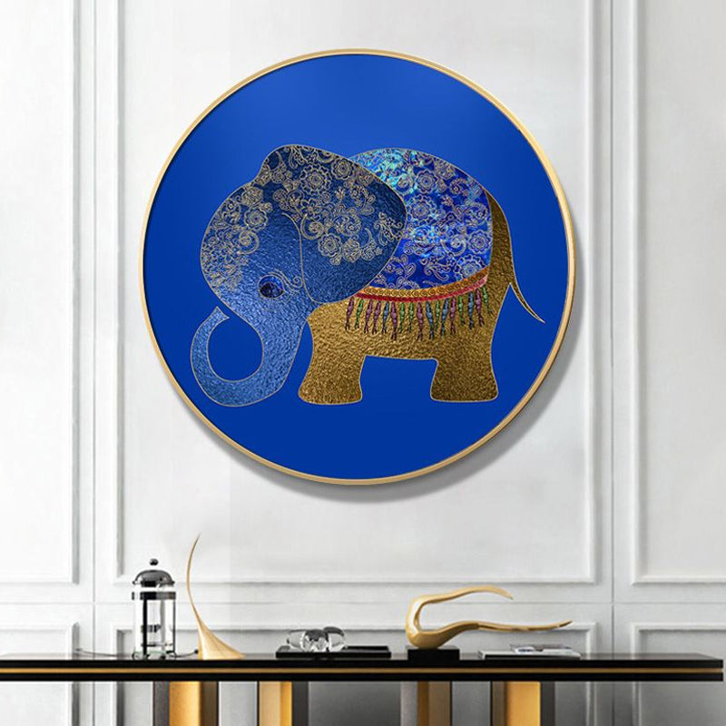 Brehn | Elefant Wandkunst Dekor Texturiert Asiatischer Stil für Esszimmer Eingewickelte Leinwand
