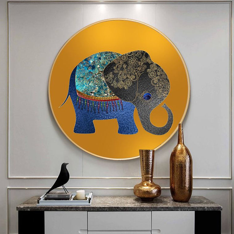 Brehn | Elefant Wandkunst Dekor Texturiert Asiatischer Stil für Esszimmer Eingewickelte Leinwand