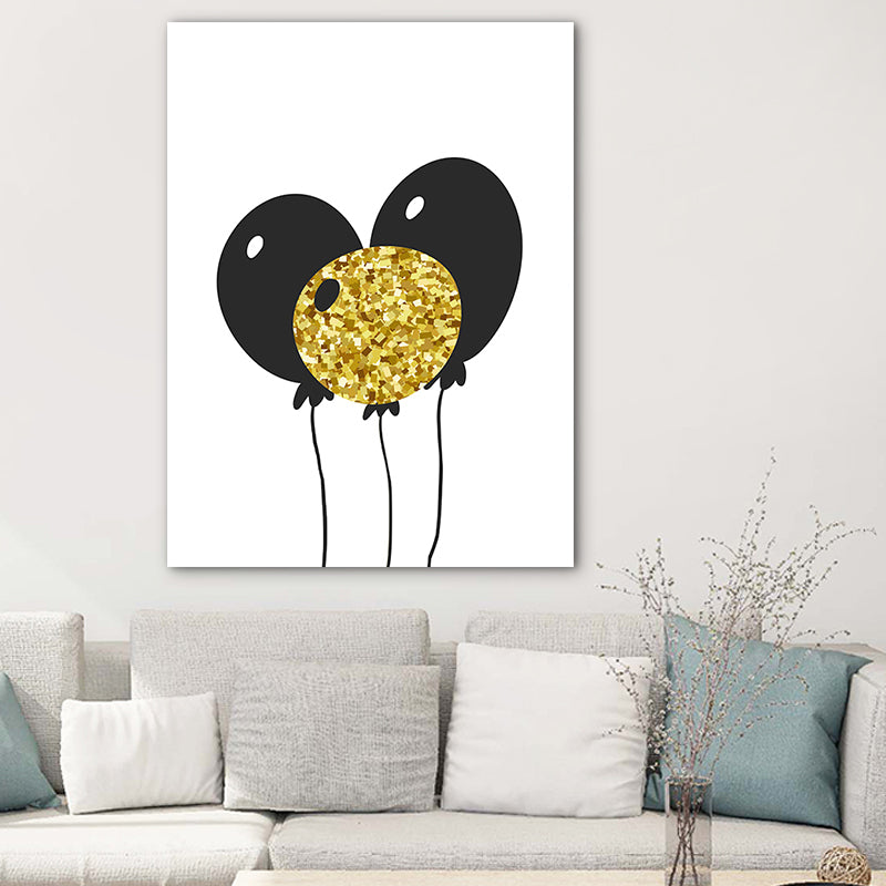 Brehn | Texturiertes Ballonleinwand Skandinavisches Wandkunst-Druck in Schwarz für Kinderzimmer, Mehrere Größen