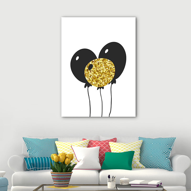 Brehn | Texturiertes Ballonleinwand Skandinavisches Wandkunst-Druck in Schwarz für Kinderzimmer, Mehrere Größen
