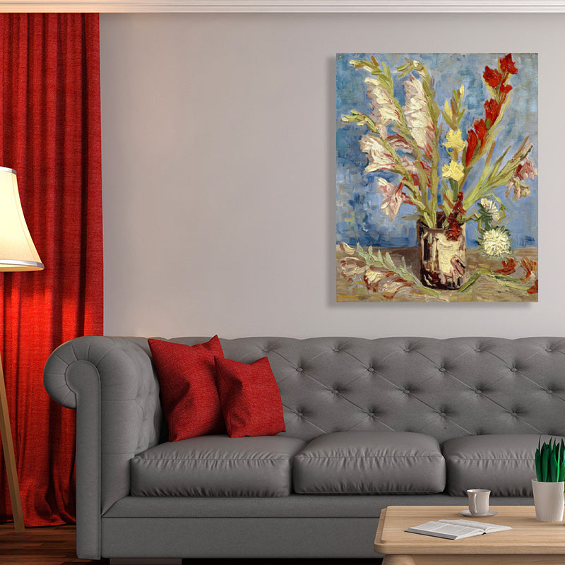 Brehn | Blumenmuster Wanddekoration Impressionismus Stil Leinwand Texturierte Kunstdruck in Sanften Farben