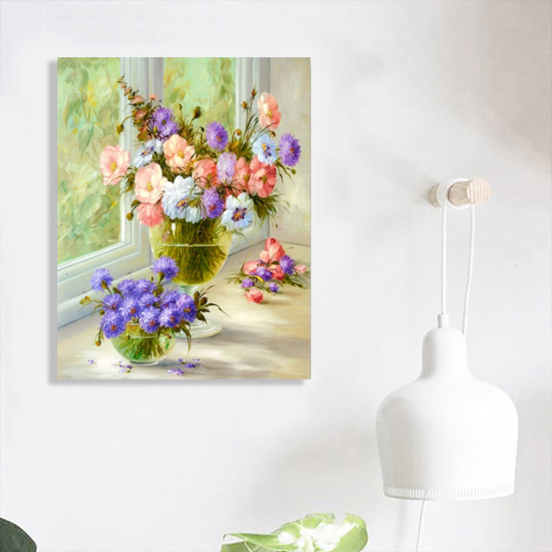 Brehn | Blumenmuster Wanddekoration Impressionismus Stil Leinwand Texturierte Kunstdruck in Sanften Farben